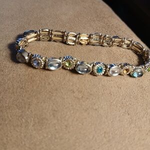 Cabachon/rhinestone Silver Stretch